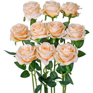 Artificial Silk Rose Flower Bouquet Wedding Party Home Decor, Pack of 10